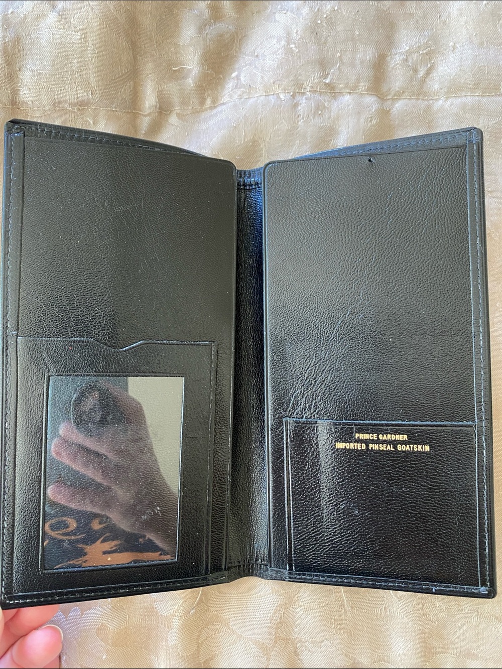 Prince Gardner Black Imported Goatskin Men's Bifold Secretary Wallet Billfold ID